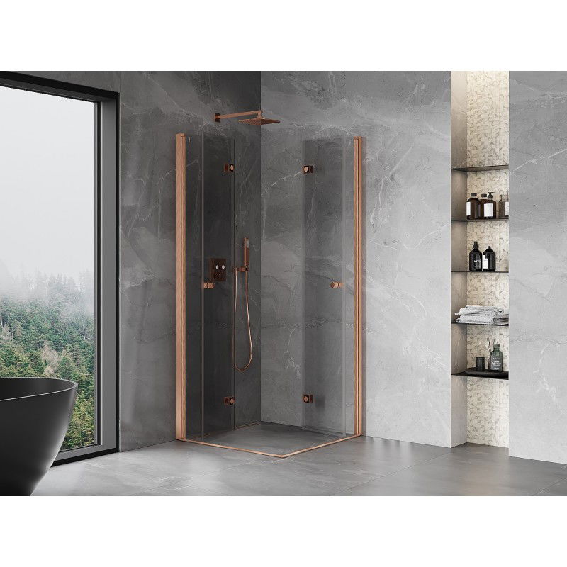 Mexen Mist-F Duo cabină de duș pliabilă 110 x 110 cm, transparent, cupru periat - 8A6-110L-110P-65-00