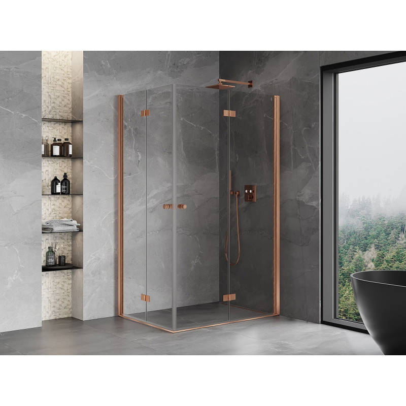 Mexen Mist-F Duo összecsukható zuhanykabin jobb 70 x 120 cm, átlátszó, kefe rozsda - 8A6-070L-120P-65-00