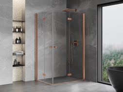 Mexen Mist-F Duo összecsukható zuhanykabin jobb 70 x 120 cm, átlátszó, kefe rozsda - 8A6-070L-120P-65-00