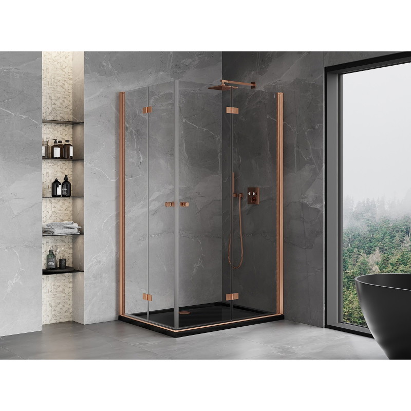 Mexen Mist-F Duo összecsukható zuhanykabin jobb 70 x 120 cm, átlátszó, kefe rozsda - 8A6-070L-120P-65-00