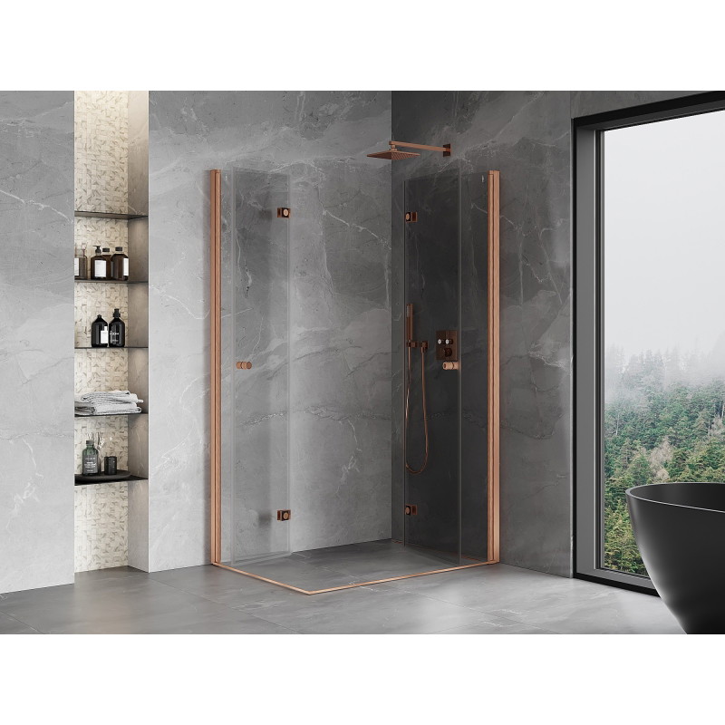 Mexen Mist-F Duo összecsukható zuhanykabin jobb 70 x 120 cm, átlátszó, kefe rozsda - 8A6-070L-120P-65-00