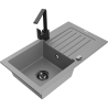 Mexen Pablo gránit egymedencés mosogató csepegtetővel és Rita konyhai csapteleppel, szürke - 6510-71-670300-70-B