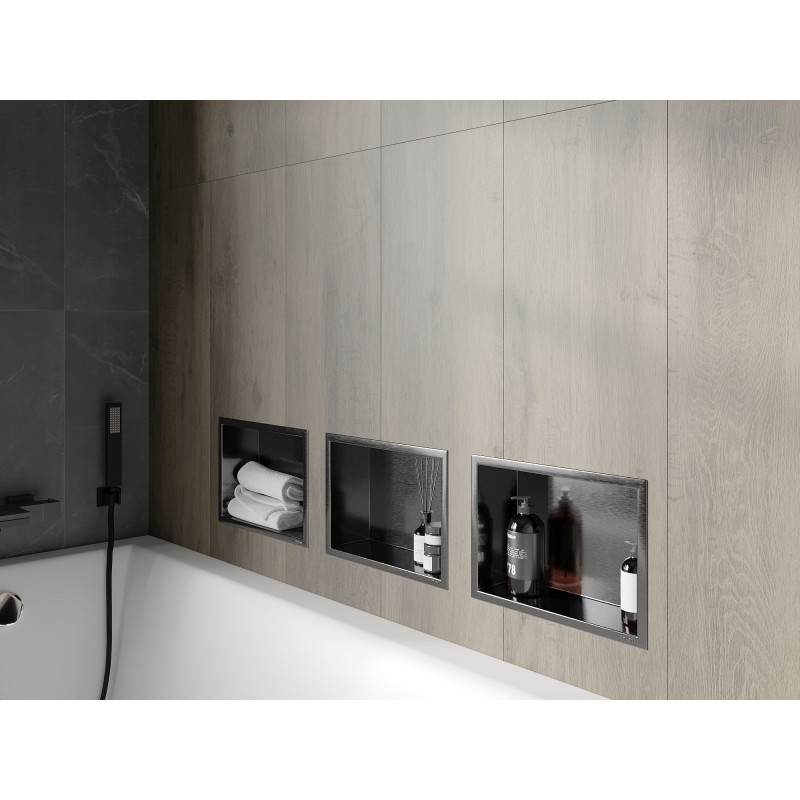 Mexen X-Wall-R raft de nișă cu flanșă 30 x 20 cm, gri armat periat - 19E0302010