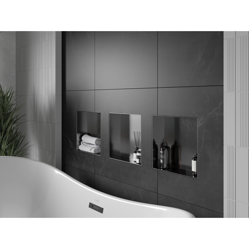 Mexen X-Wall-NR raft de nișă fără margine 30 x 30 cm, gri armat periat - 19E1303010