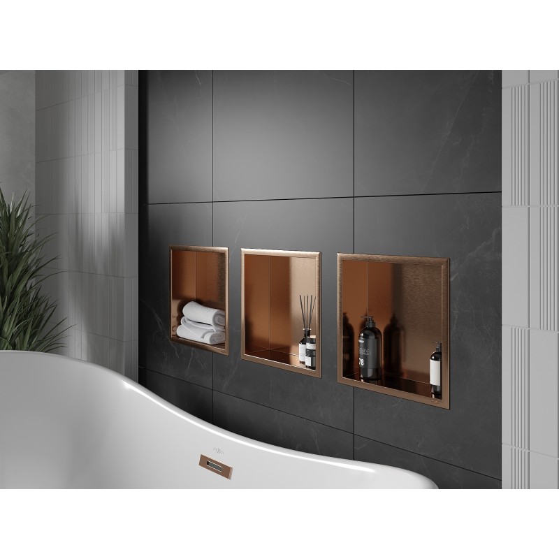 Mexen X-Wall-R falcos polc peremmel 30 x 30 cm, kefélt réz - 19C0303010