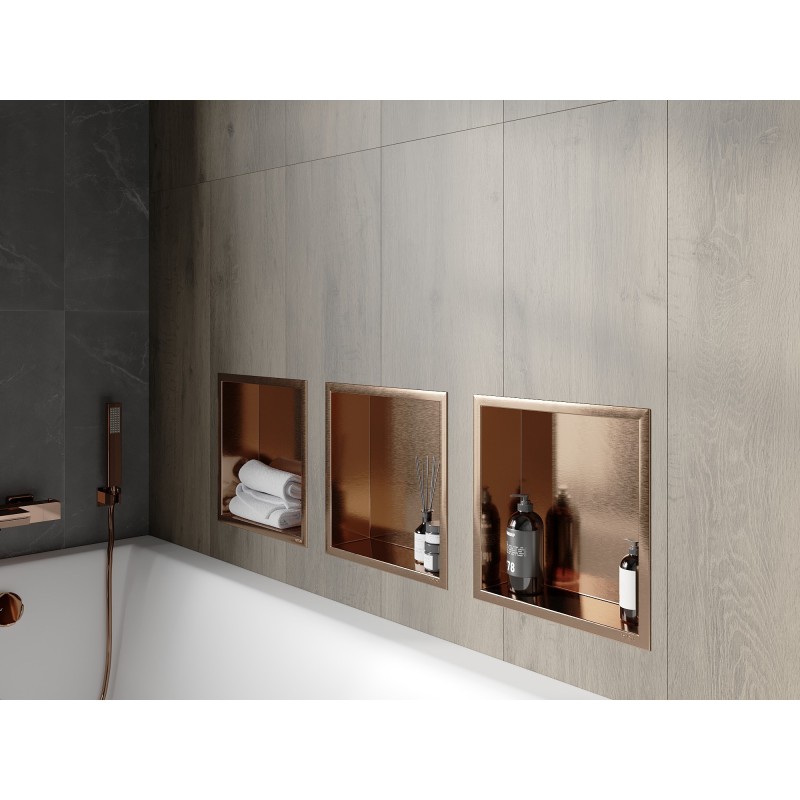 Mexen X-Wall-R falcos polc peremmel 30 x 30 cm, kefélt réz - 19C0303010