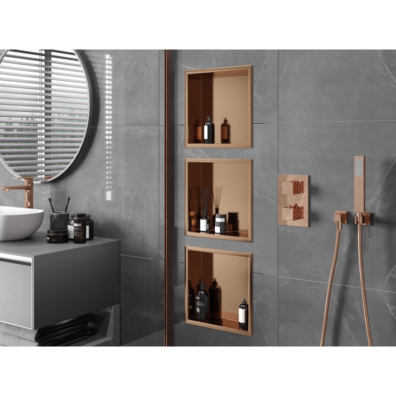 Mexen X-Wall-R raft de nișă cu guler 30 x 30 cm, cupru periat - 19C0303010