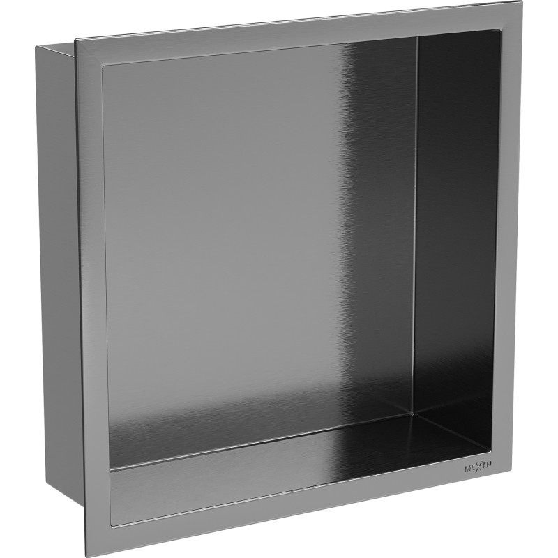 Mexen X-Wall-R süllyesztett polc peremmel 30 x 30 cm, füstszürke kefélt - 19E0303010
