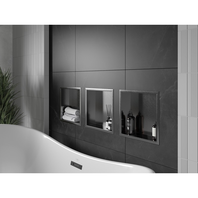 Mexen X-Wall-R raft încastrat cu flanșă 30 x 30 cm, gri armat periat - 19E0303010