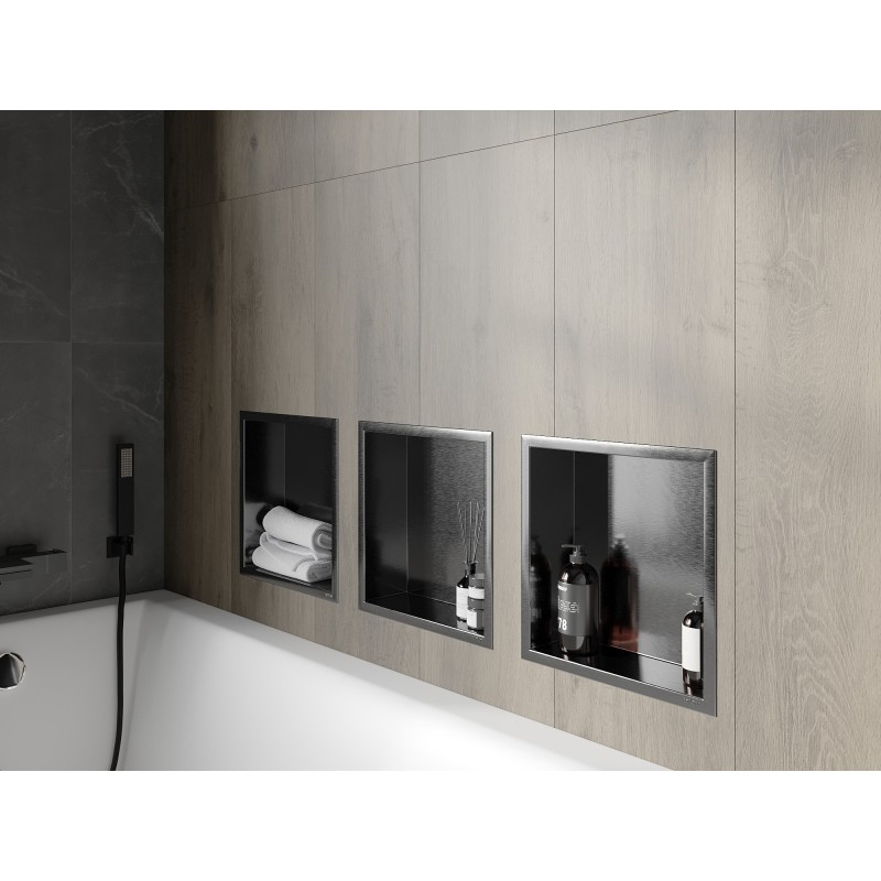 Mexen X-Wall-R raft încastrat cu flanșă 30 x 30 cm, gri armat periat - 19E0303010