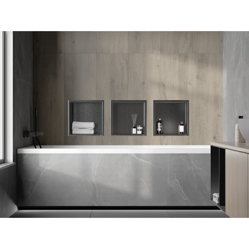 Mexen X-Wall-R süllyesztett polc peremmel 30 x 30 cm, gun grey kefe - 19E0303010