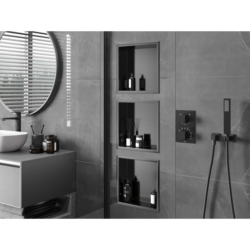 Mexen X-Wall-R süllyesztett polc peremmel 30 x 30 cm, gun grey kefe - 19E0303010