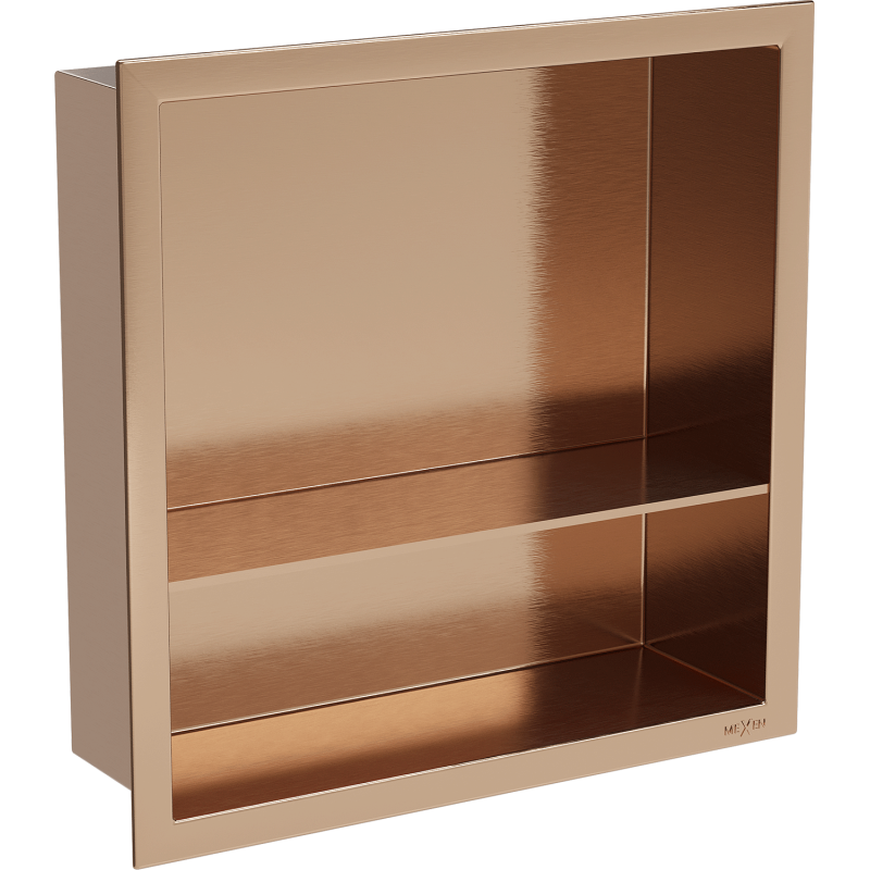 Mexen X-Wall-R falcos polc szegéllyel és polccal 30 x 30 cm, kefélt réz - 19C0303010S