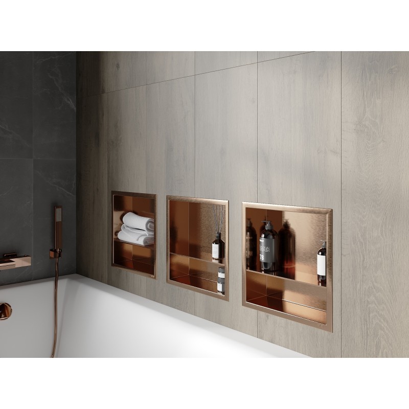 Mexen X-Wall-R falcos polc szegéllyel és polccal 30 x 30 cm, kefélt réz - 19C0303010S