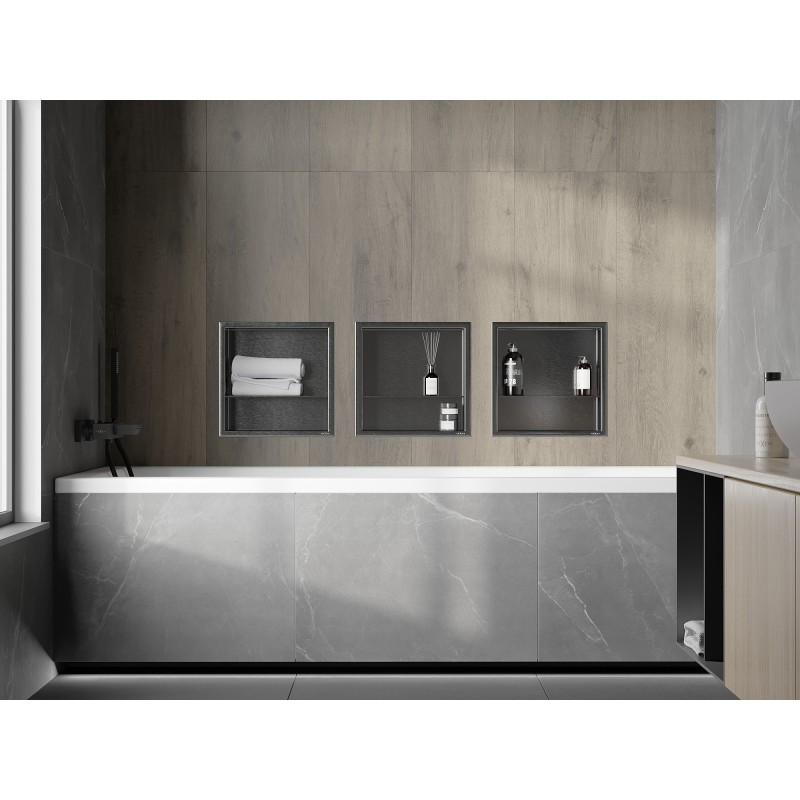 Mexen X-Wall-R fali rekeszes polc peremmel és polccal 30 x 30 cm, gun grey kefélt - 19E0303010S