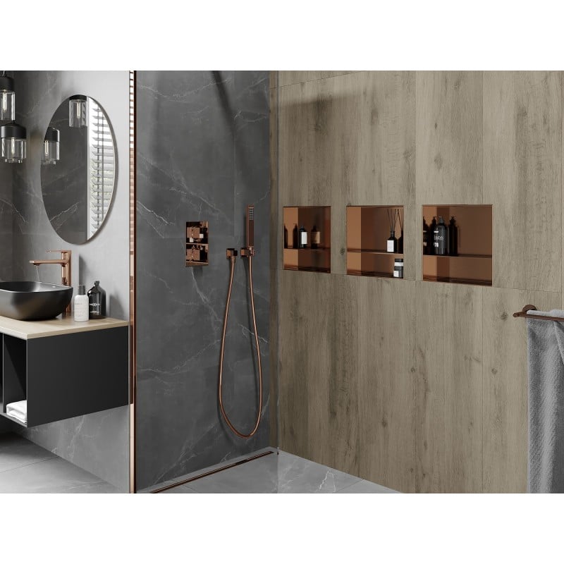 Mexen X-Wall-NR raft de nișă fără flanșă cu raft de 30 x 30 cm, cupru periat - 19C1303010S
