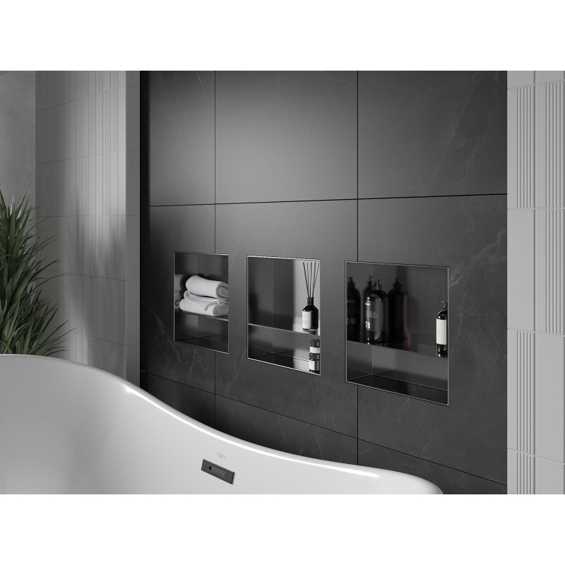 Mexen X-Wall-NR raft încastrat fără flanșă cu raft 30 x 30 cm, gri tun periat - 19E1303010S