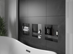 Mexen X-Wall-NR raft de nișă fără flanșă cu poliță 30 x 30 cm, gri metalizat periat - 19E1303010S