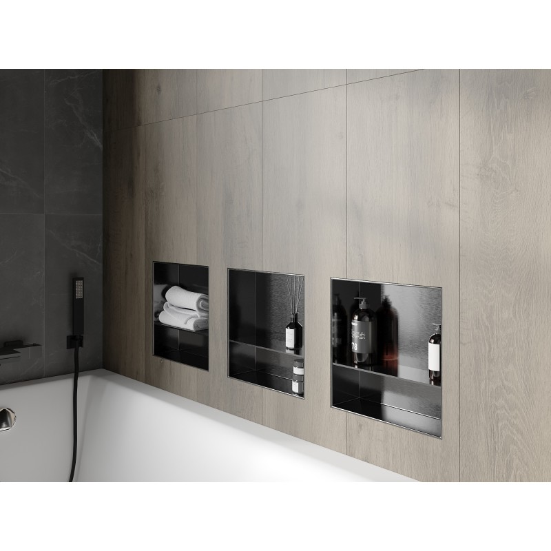 Mexen X-Wall-NR raft încastrat fără flanșă cu raft 30 x 30 cm, gri tun periat - 19E1303010S