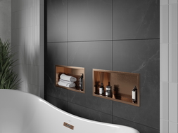 Mexen X-Wall-R raft de nișă cu flanșă 45 x 20 cm, cupru periat - 19C0452010