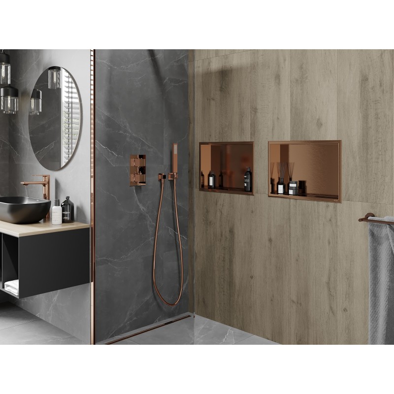 Mexen X-Wall-R raft în perete cu flanșă 45 x 30 cm, cupru periat - 19C0453010