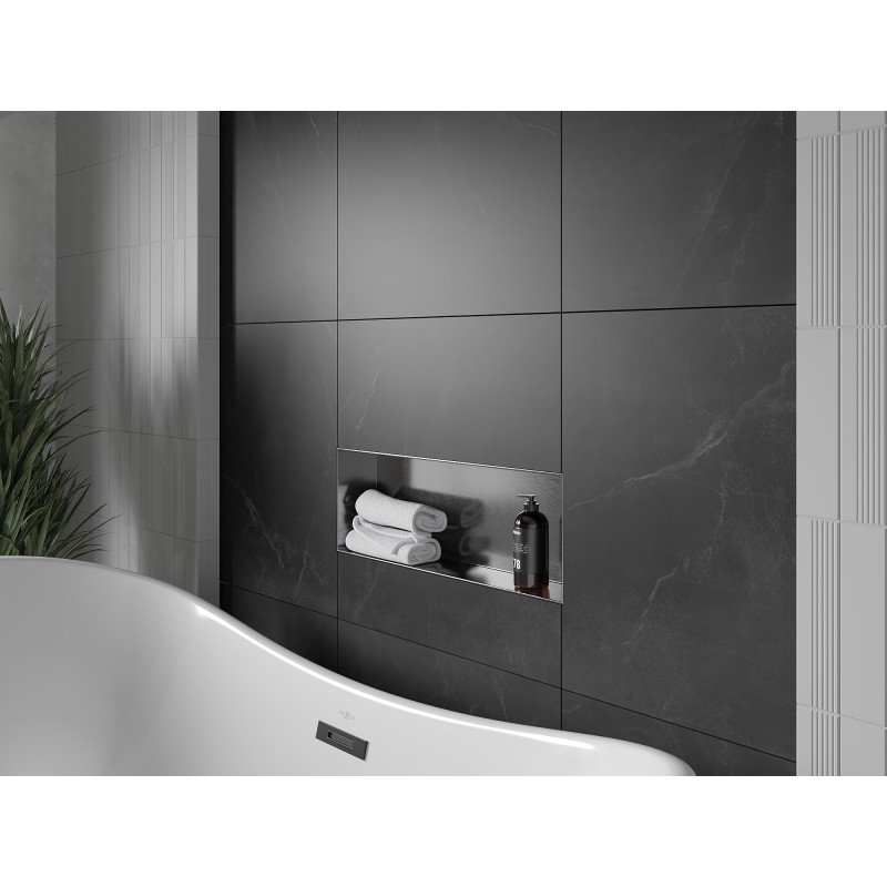 Mexen X-Wall-NR perem nélküli beépített polc 60 x 20 cm, gun grey kefélt - 19E1602010