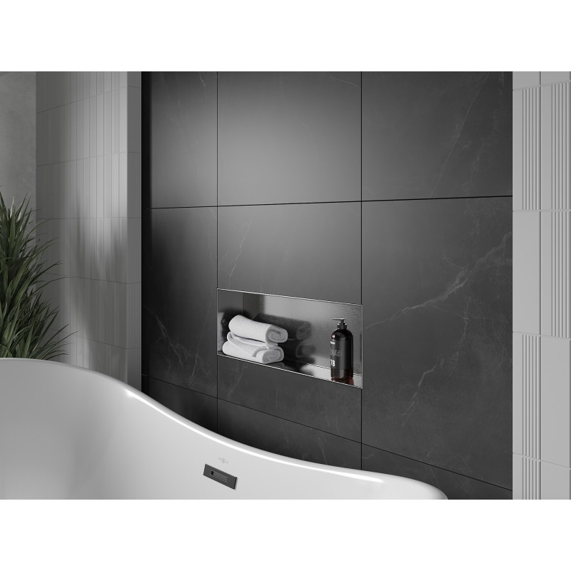 Mexen X-Wall-NR raft în nișă fără bordură 60 x 20 cm, gri armă periat - 19E1602010