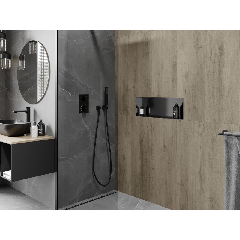 Mexen X-Wall-NR perem nélküli beépített polc 60 x 20 cm, gun grey kefélt - 19E1602010