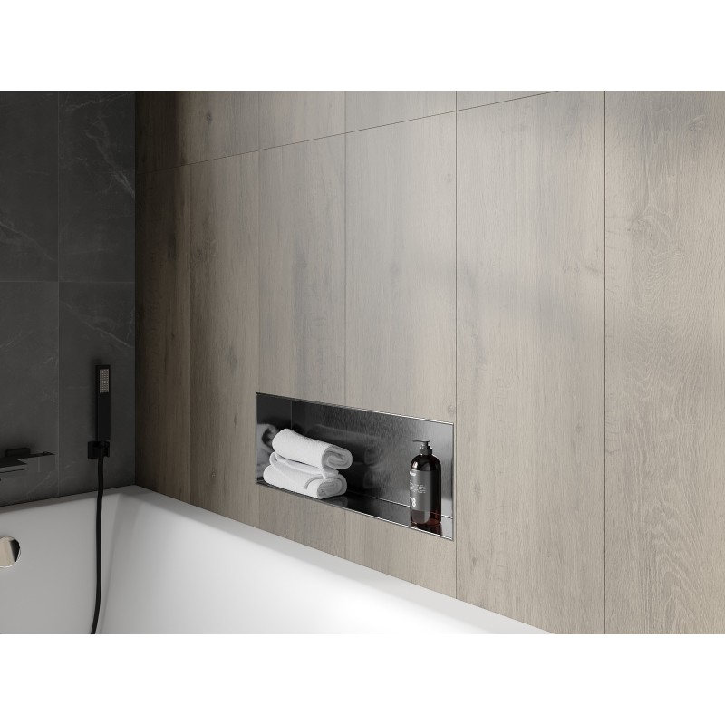 Mexen X-Wall-NR perem nélküli beépített polc 60 x 20 cm, gun grey kefélt - 19E1602010
