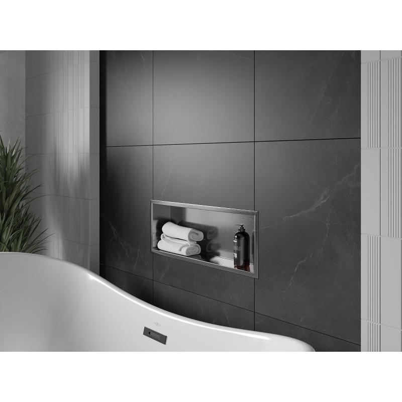 Mexen X-Wall-R poliță de nișă cu flanșă 60 x 20 cm, gri armat periat - 19E0602010