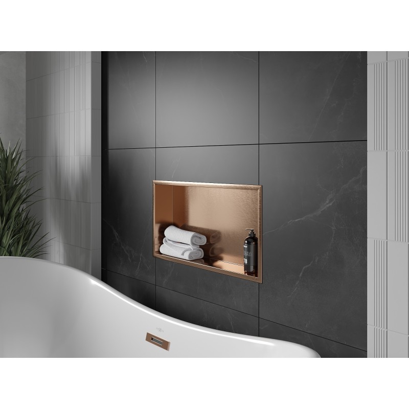 Mexen X-Wall-R raft încastrat cu flanșă 60 x 30 cm, cupru periat - 19C0603010