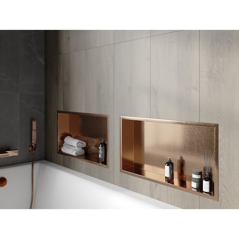 Mexen X-Wall-R raft încastrat cu flanșă 60 x 30 cm, cupru periat - 19C0603010