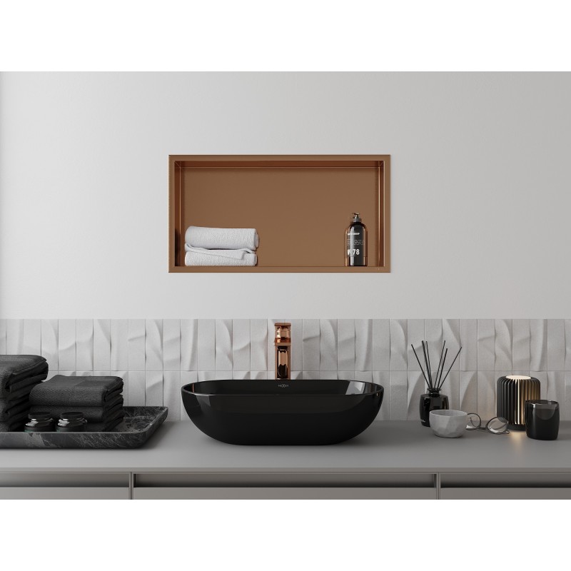 Mexen X-Wall-R raft încastrat cu flanșă 60 x 30 cm, cupru periat - 19C0603010