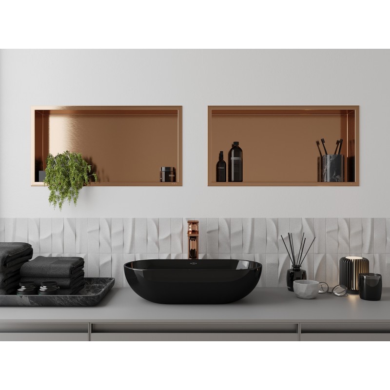 Mexen X-Wall-R niches polc peremmel 60 x 30 cm, kefevelt réz - 19C0603010
