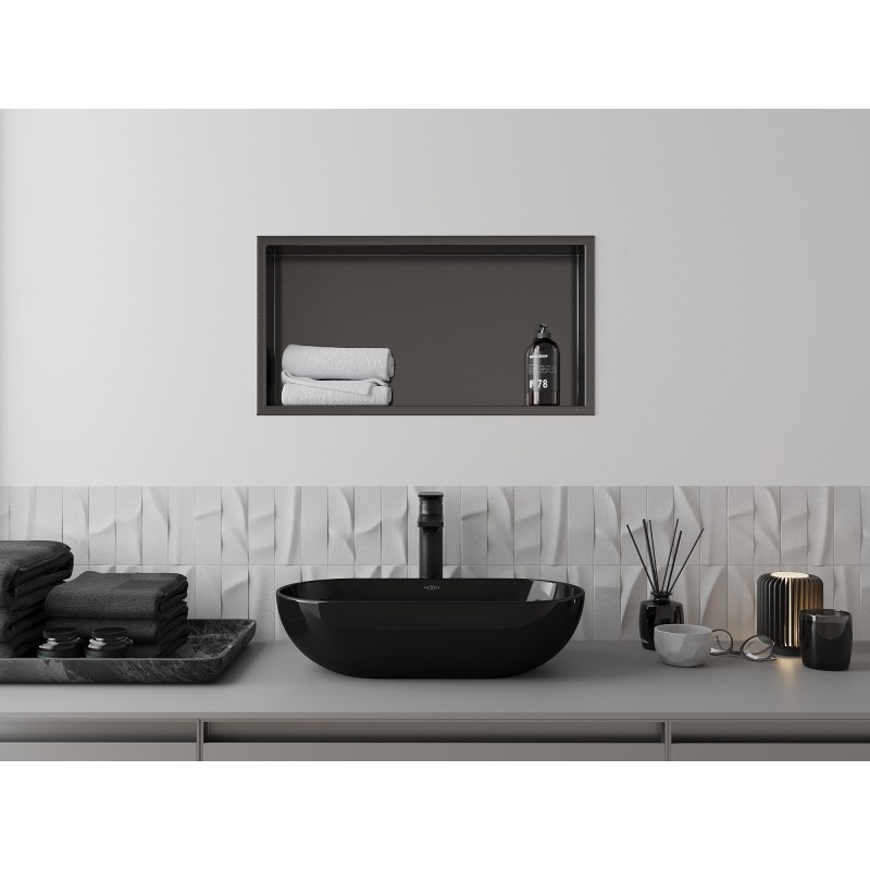 Mexen X-Wall-R beépített polc peremmel 60 x 30 cm, gun grey szálcsiszolt - 19E0603010