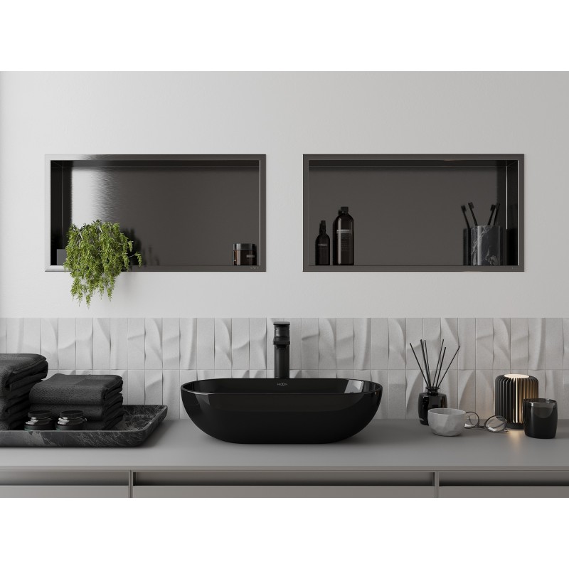 Mexen X-Wall-R beépített polc peremmel 60 x 30 cm, gun grey szálcsiszolt - 19E0603010