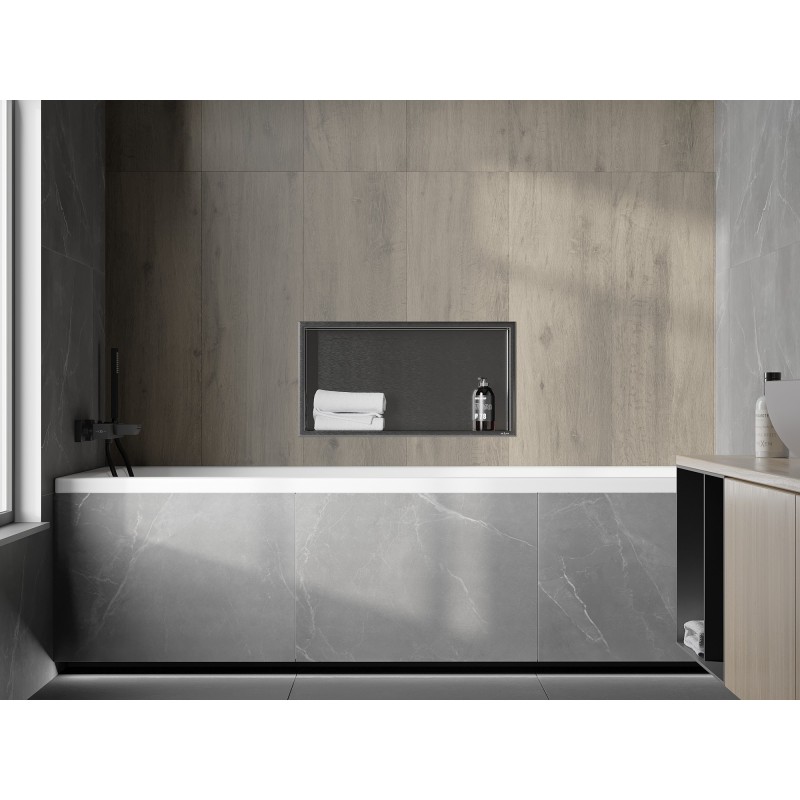 Mexen X-Wall-R beépített polc peremmel 60 x 30 cm, gun grey szálcsiszolt - 19E0603010