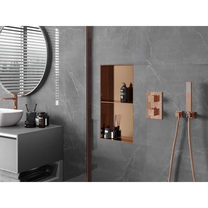 Mexen X-Wall-NR raft încastrat fără flanșă cu poliță 60 x 30 cm, cupru periat - 19C1603010S