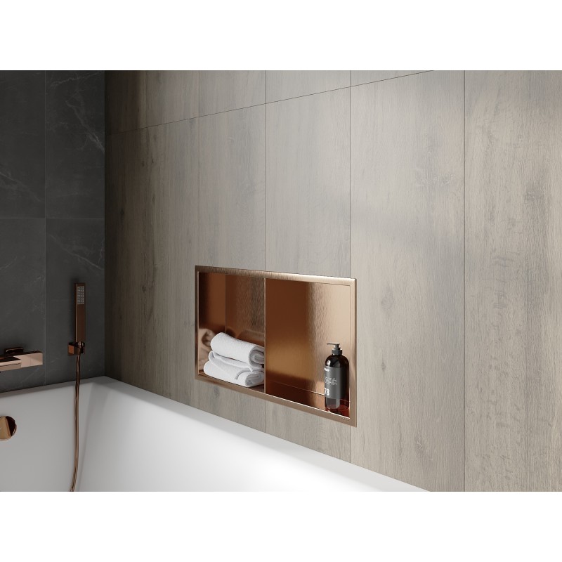 Mexen X-Wall-R niche polc peremmel és polccal 60 x 30 cm, kefe fém réz - 19C0603010S