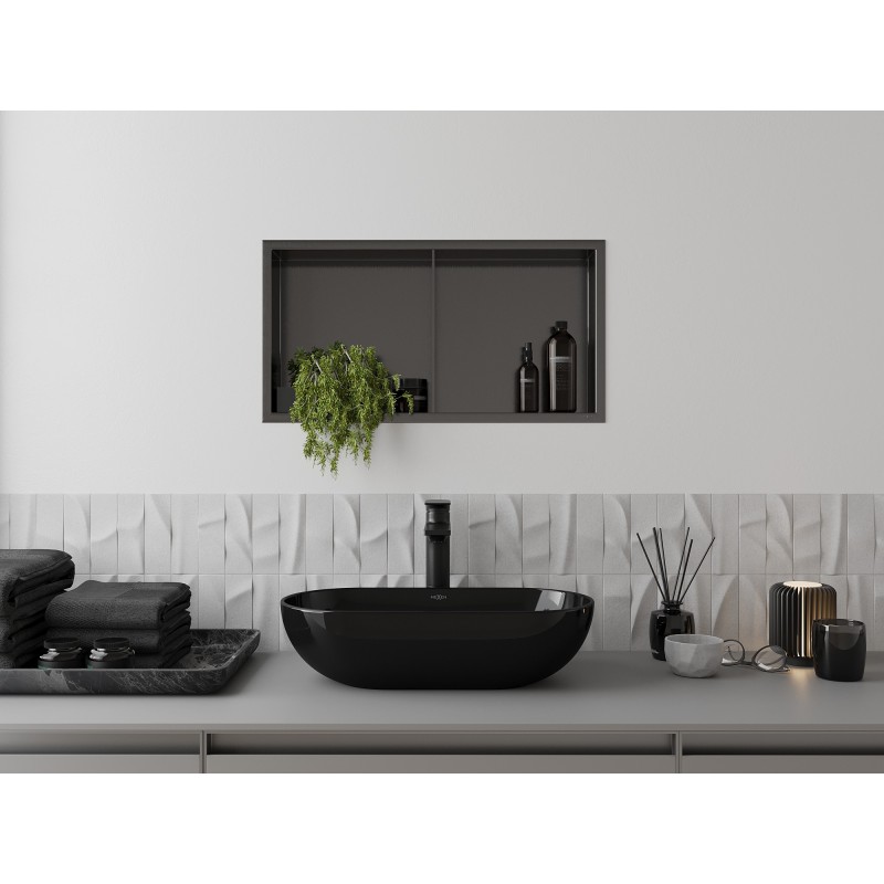 Mexen X-Wall-R raft încastrat cu flanșă și raft 60 x 30 cm, gun grey periat - 19E0603010S