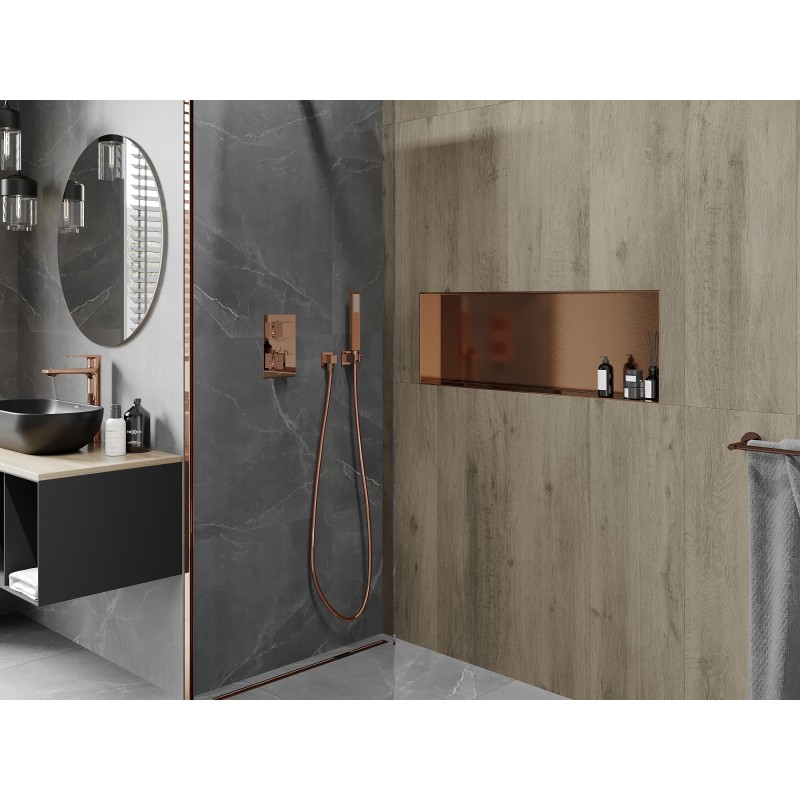 Mexen X-Wall-NR raft în nișă fără colier 90 x 30 cm, cupru periat - 19C1903010