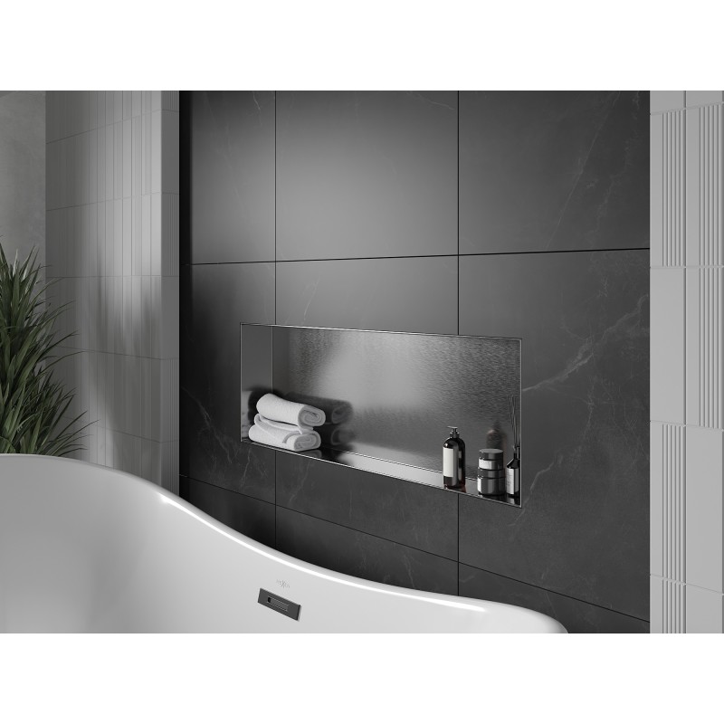 Mexen X-Wall-NR raft încastrat fără flanșă 90 x 30 cm, Gri-închis mat - 19E1903010