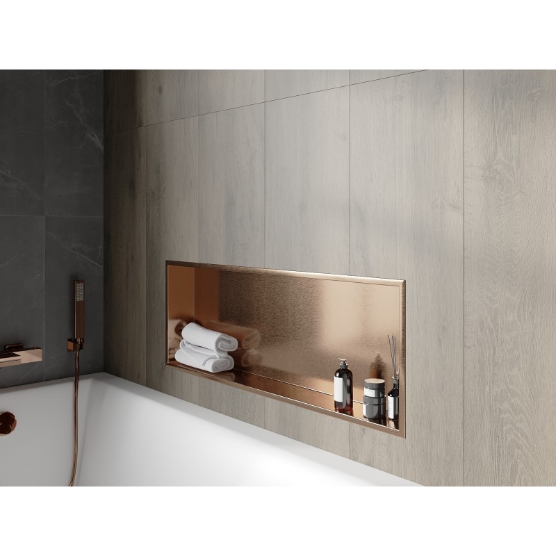 Mexen X-Wall-R fülkés polc peremmel, 90 x 30 cm, kefélt réz - 19C0903010