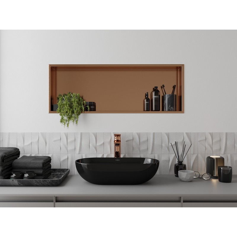 Mexen X-Wall-R raft încastrat cu flanșă 90 x 30 cm, cupru periat - 19C0903010