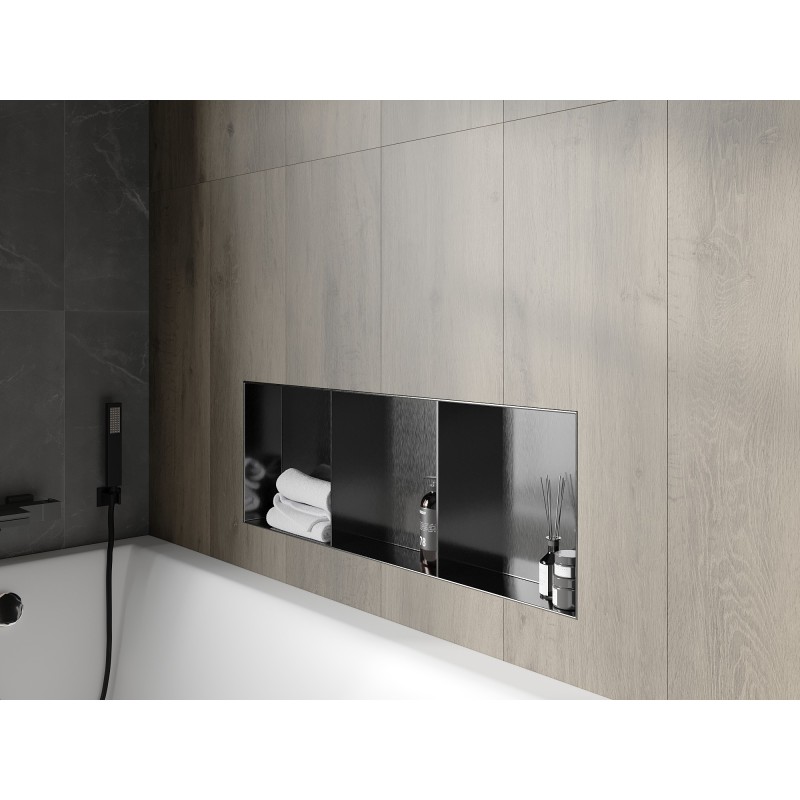 Mexen X-Wall-NR poliță de nișă fără flanșă cu raft 90 x 30 cm, gri armă periat - 19E1903010S