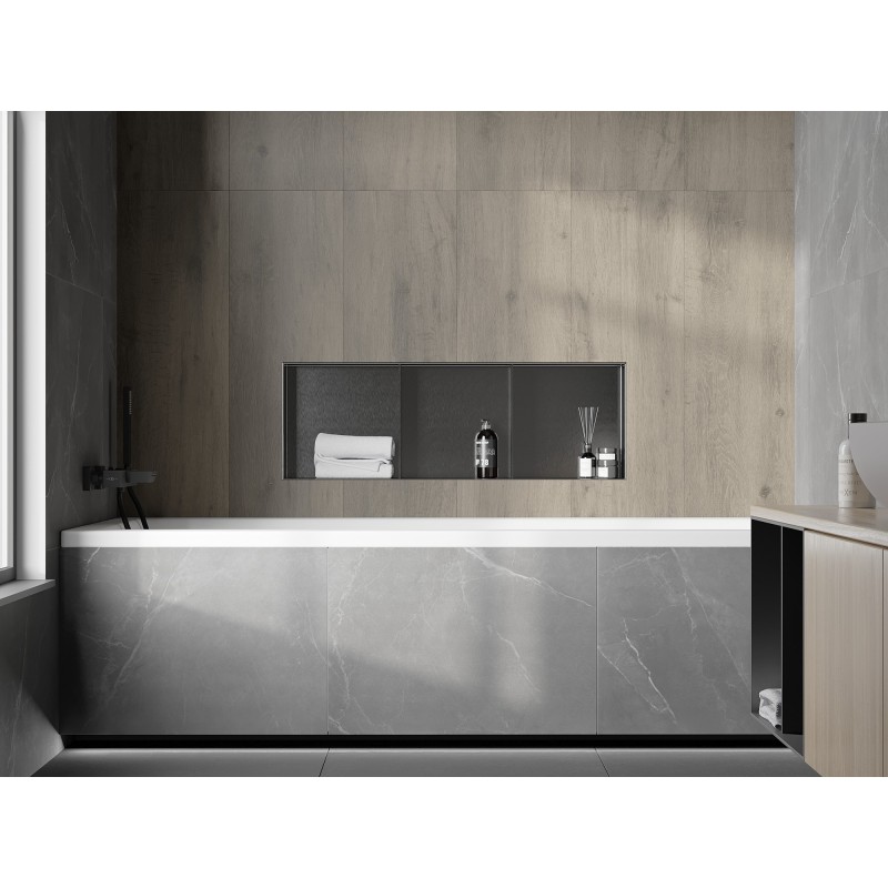 Mexen X-Wall-NR poliță de nișă fără flanșă cu raft 90 x 30 cm, gri armă periat - 19E1903010S