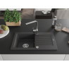 Mexen Pablo chiuvetă din granit cu o cuvă și baterie de bucătărie Rita, negru cu stropi - 6510-76-670300-00