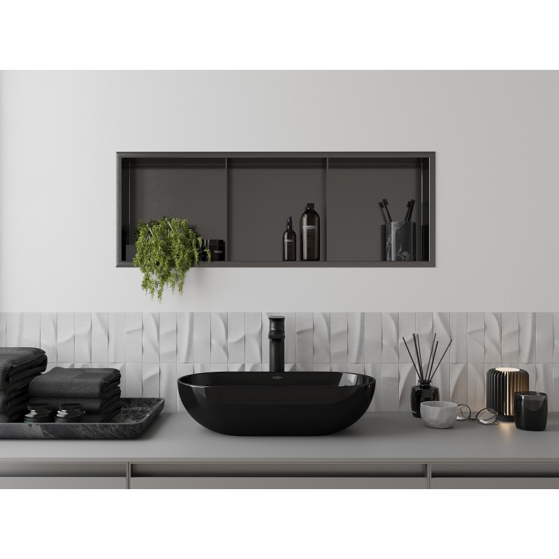 Mexen X-Wall-NR poliță de nișă fără flanșă cu raft 90 x 30 cm, gri armă periat - 19E1903010S