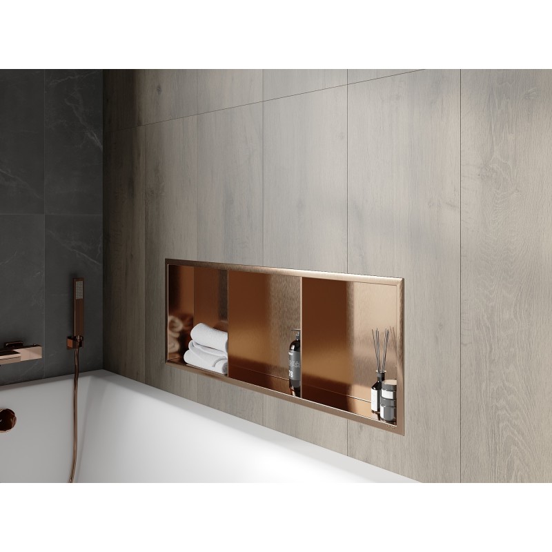 Mexen X-Wall-R raft încastrat cu flanșă și raft 90 x 30 cm, cupru periat - 19C0903010S