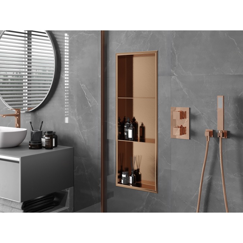 Mexen X-Wall-R raft încastrat cu flanșă și raft 90 x 30 cm, cupru periat - 19C0903010S